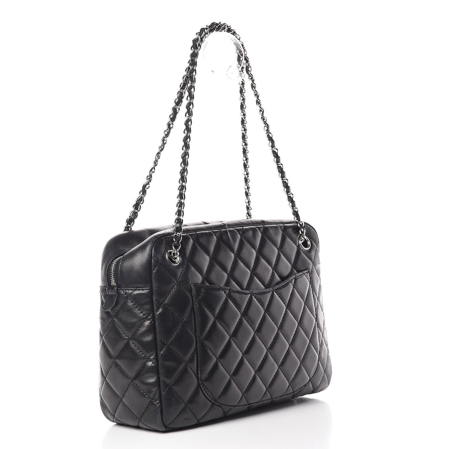 Lambskin Quilted Large Camera Case Black