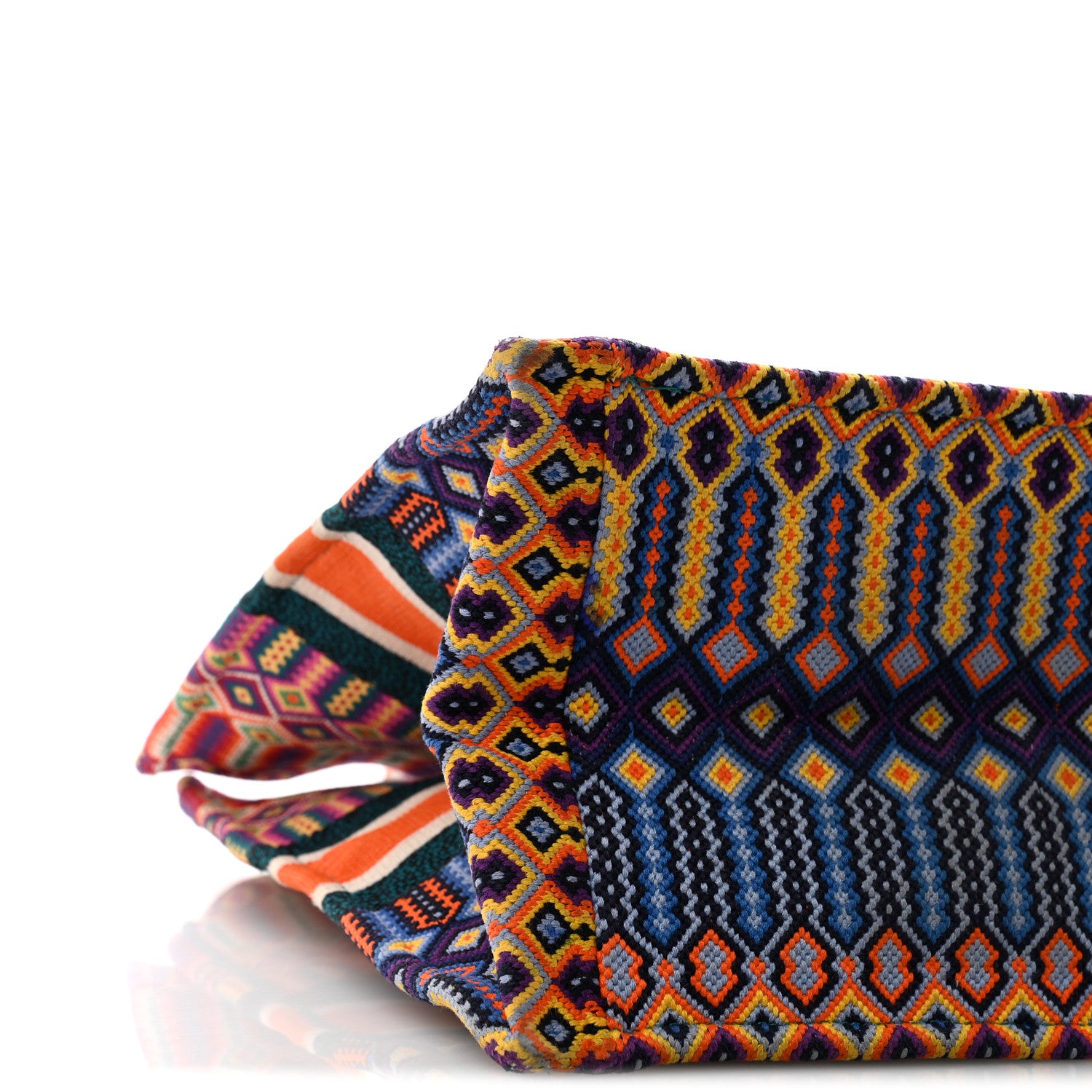 Christian Dior Canvas Embroidered Large Mexican Crafts Book Tote Orange Multicolor 9 of 12