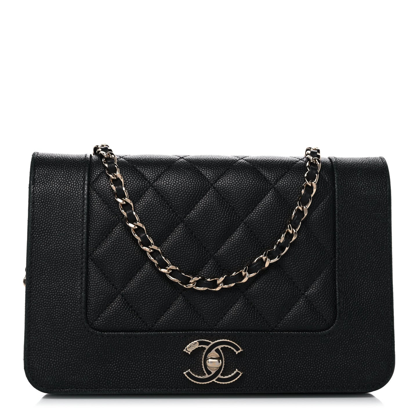 Caviar Quilted Vintage Mademoiselle Wallet On Chain WOC Black