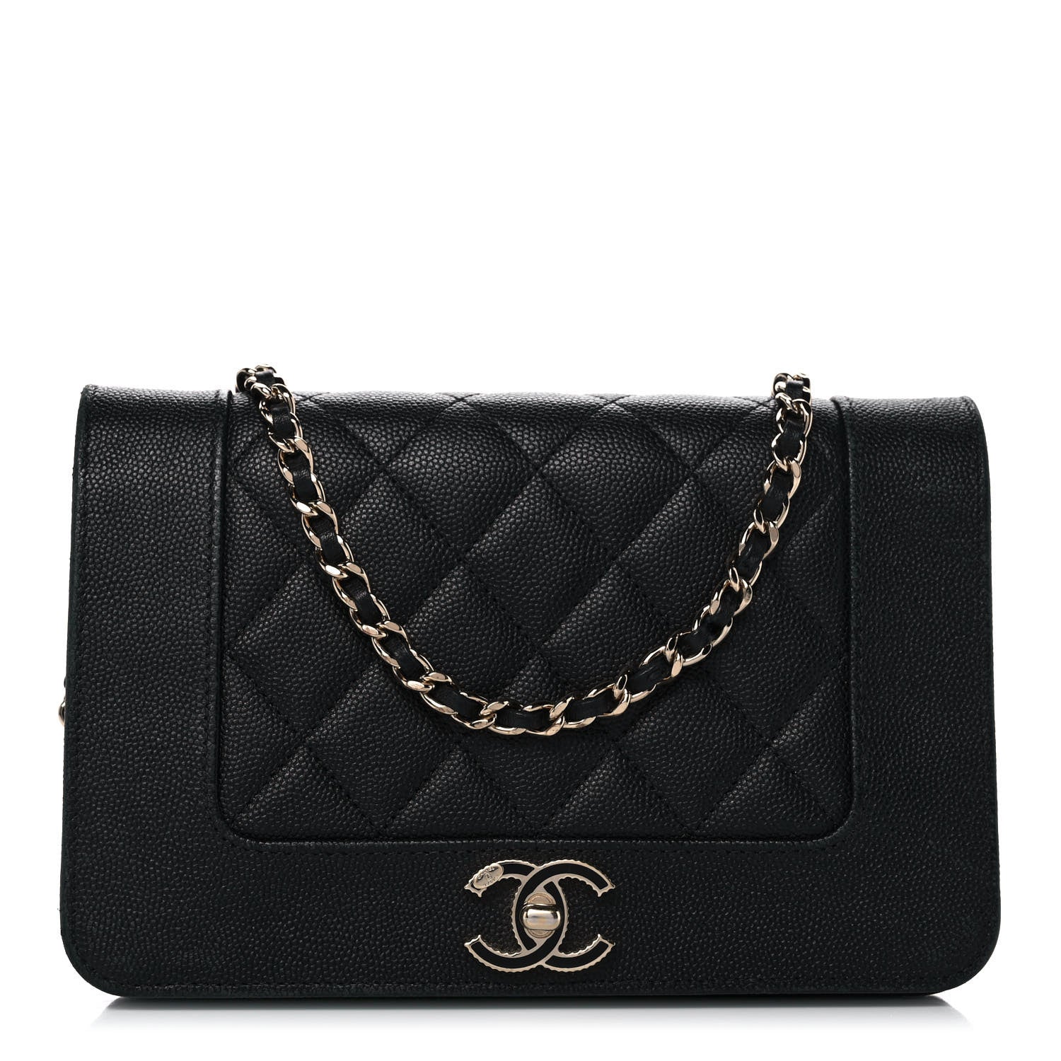 Chanel Caviar Quilted Vintage Mademoiselle Wallet On Chain WOC Black 1 of 12