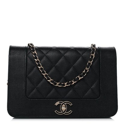 Chanel Caviar Quilted Vintage Mademoiselle Wallet On Chain WOC Black 1 of 12