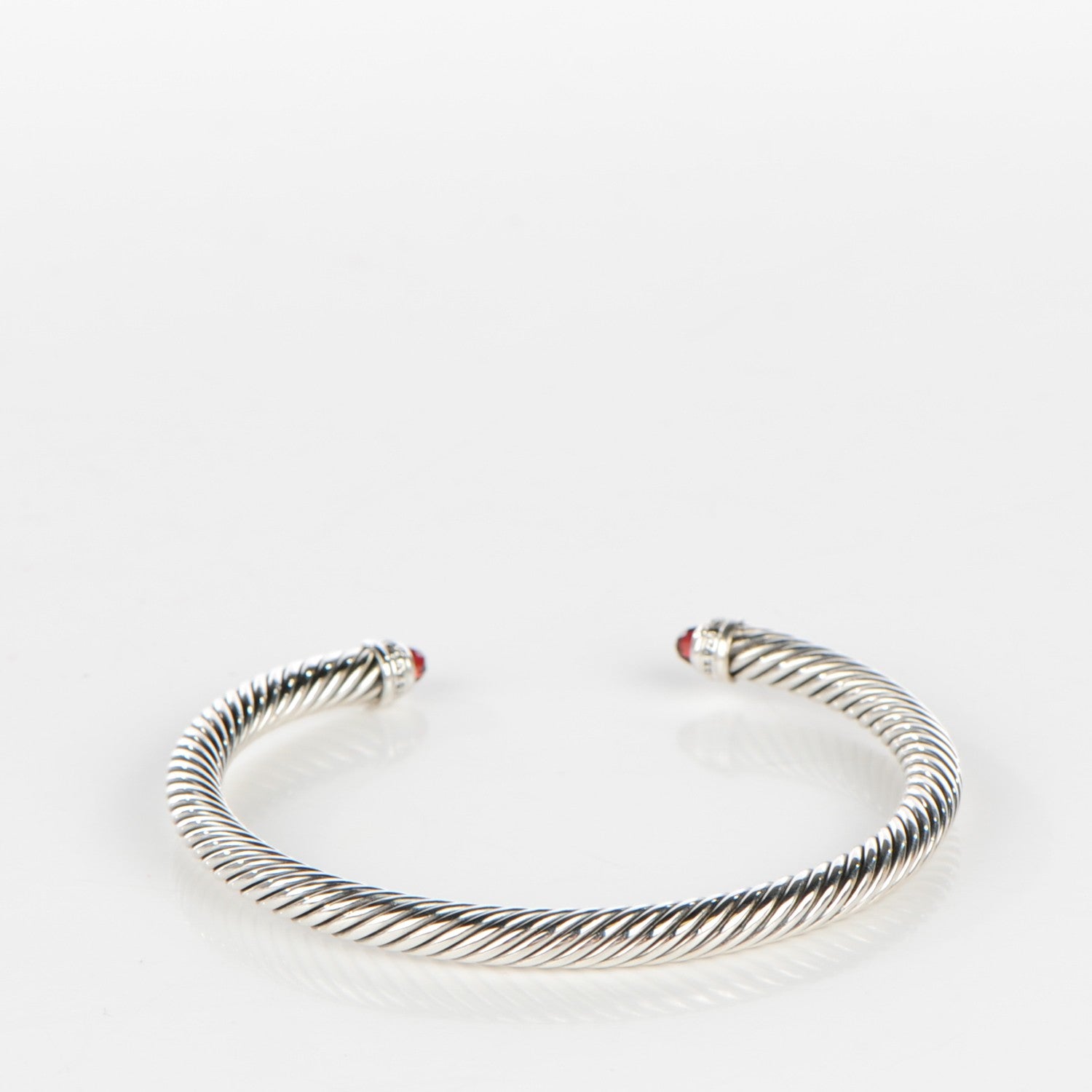 David Yurman Sterling Silver Garnet Diamond 5mm Cable Classics Bracelet 3 of 5