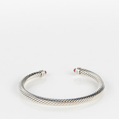 David Yurman Sterling Silver Garnet Diamond 5mm Cable Classics Bracelet 3 of 5
