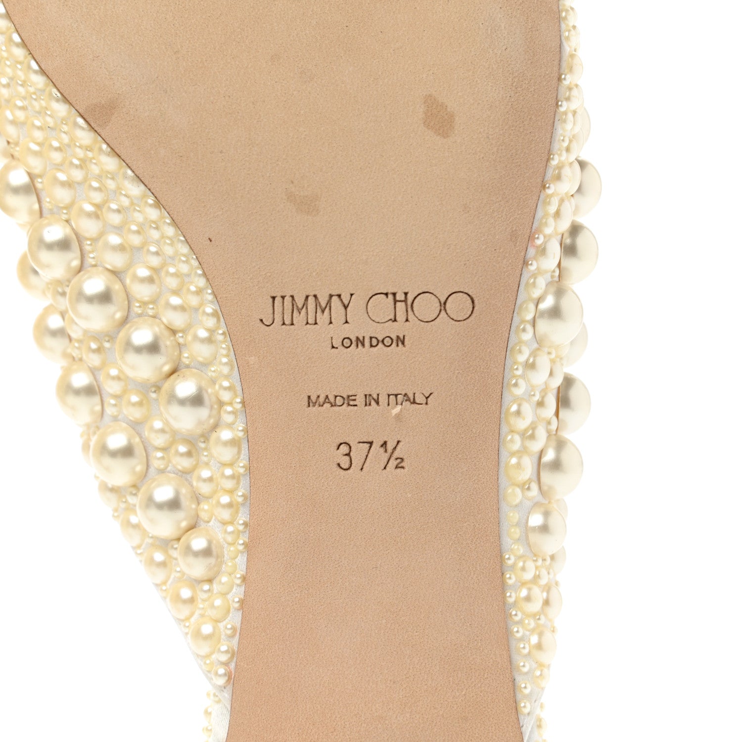 Jimmy Choo Satin Samantha Pearl Mules 37.5 White 7 of 9
