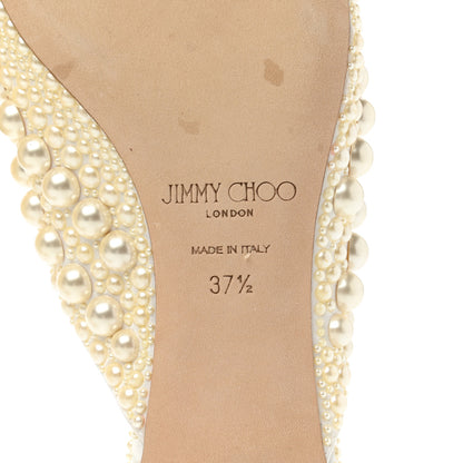 Jimmy Choo Satin Samantha Pearl Mules 37.5 White 7 of 9