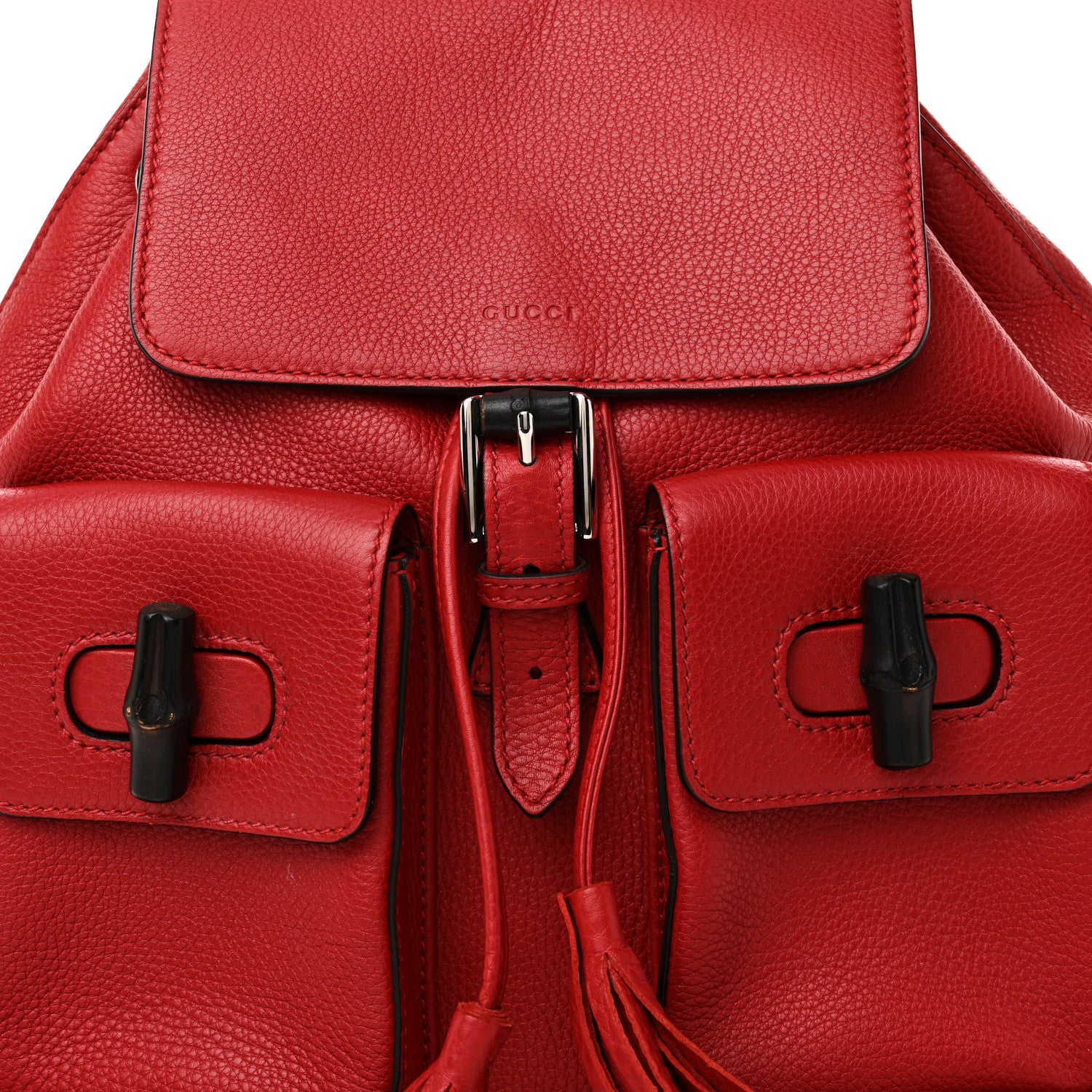 Gucci Cellarius Calfskin Medium Bamboo Backpack Hibiscus Red 8 of 10