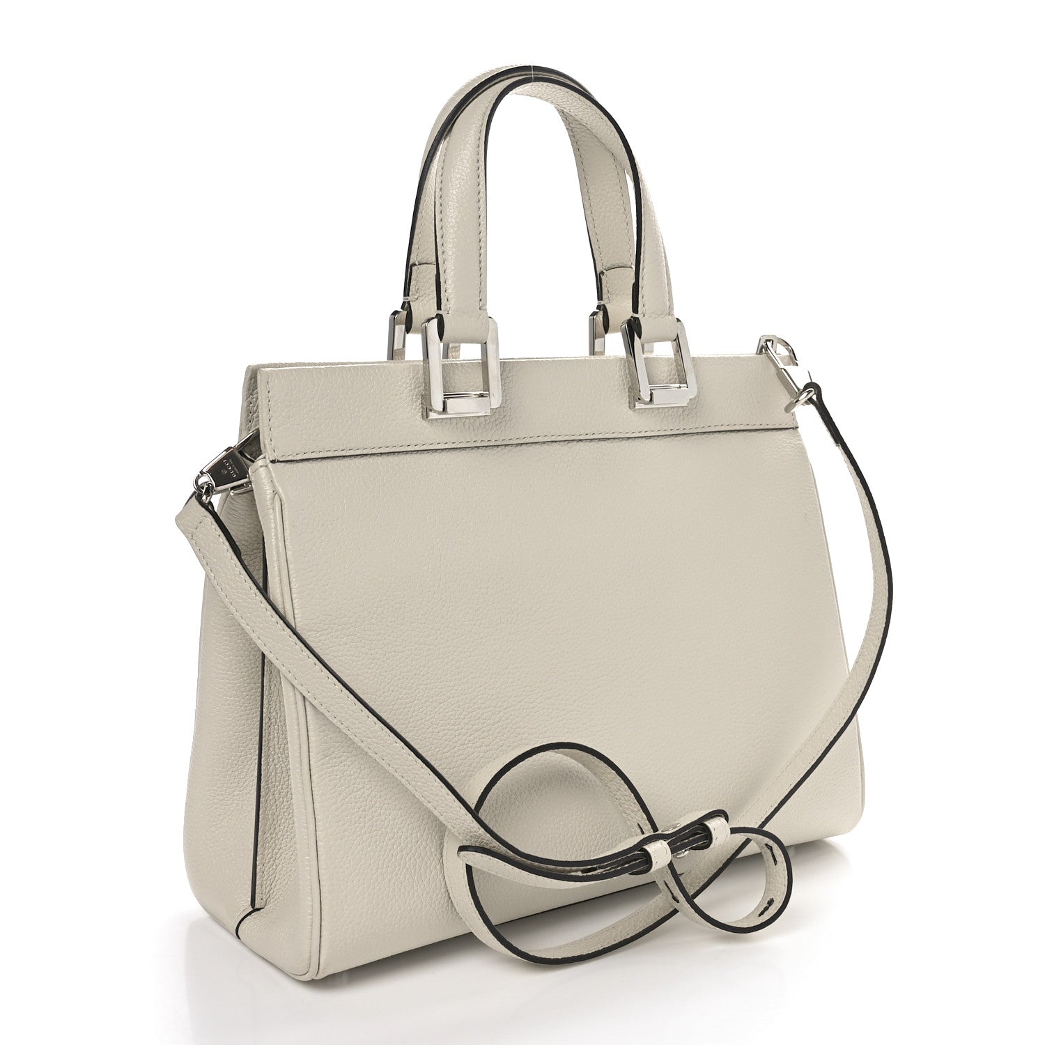 Gucci Grainy Calfskin Small Zumi Top Handle Bag Mystic White 2 of 10