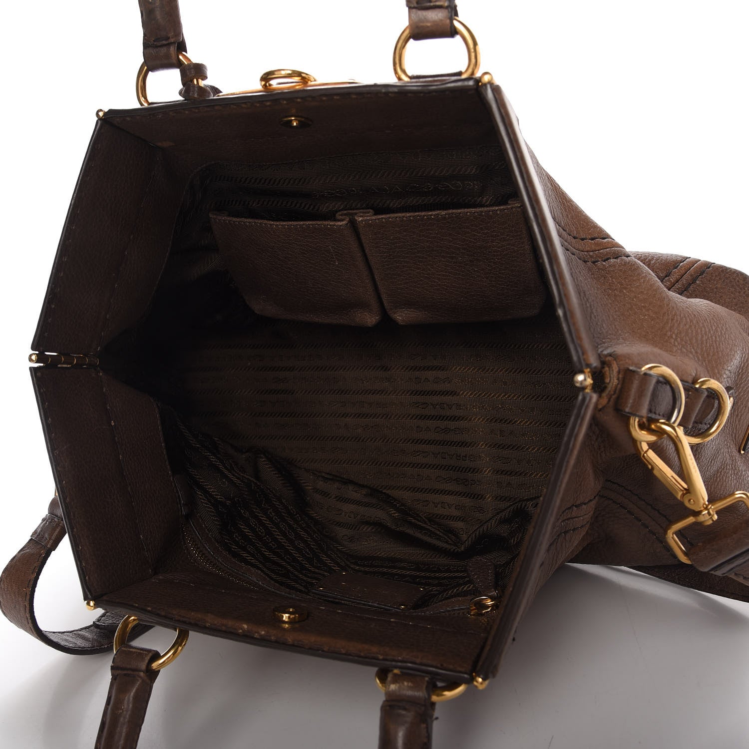 Prada Cervo Antik Top Handle Tote Brown 5 of 21