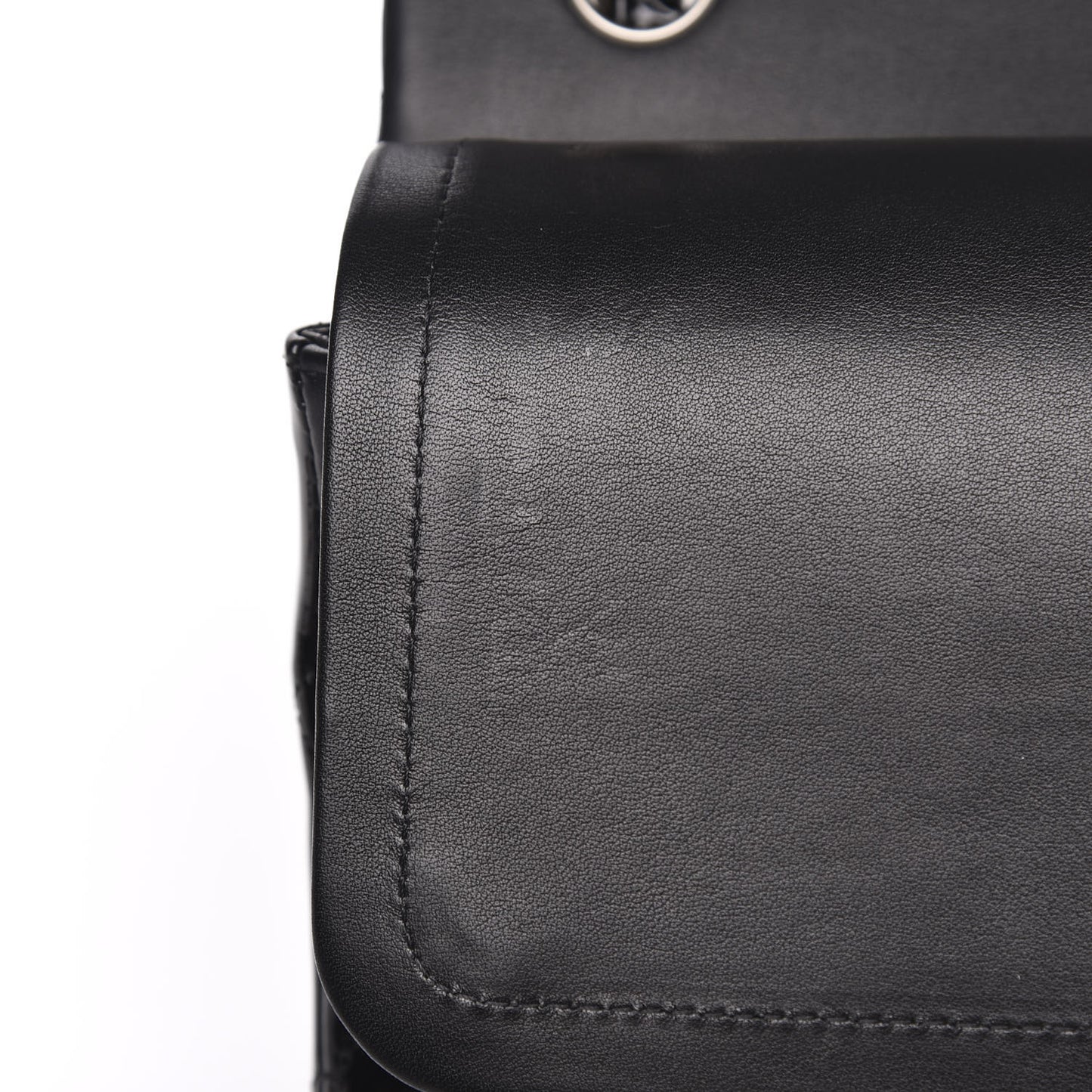 Patent Quilted Jumbo Double Flap Black