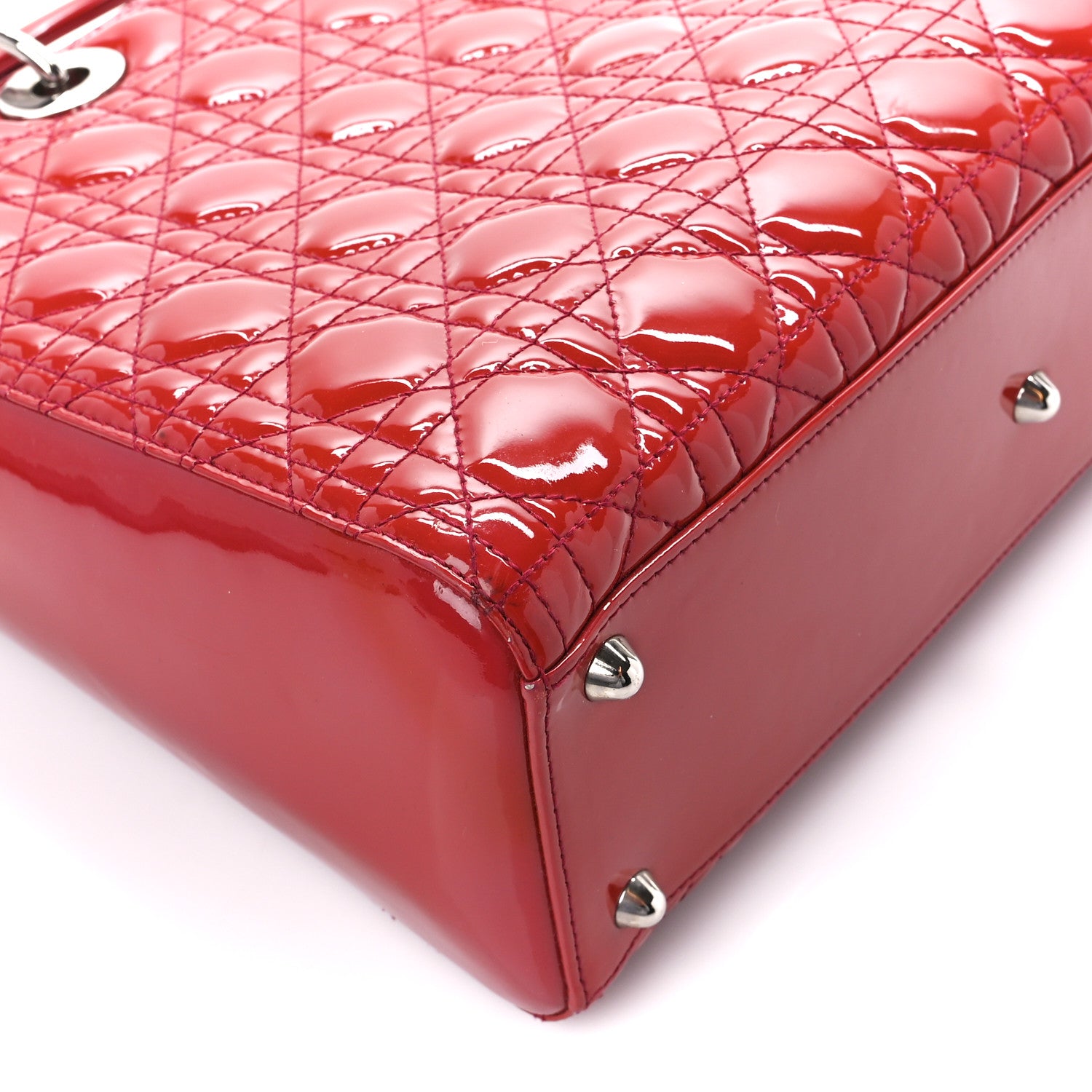 Christian Dior Patent Cannage Large Lady Dior Red 10 of 11