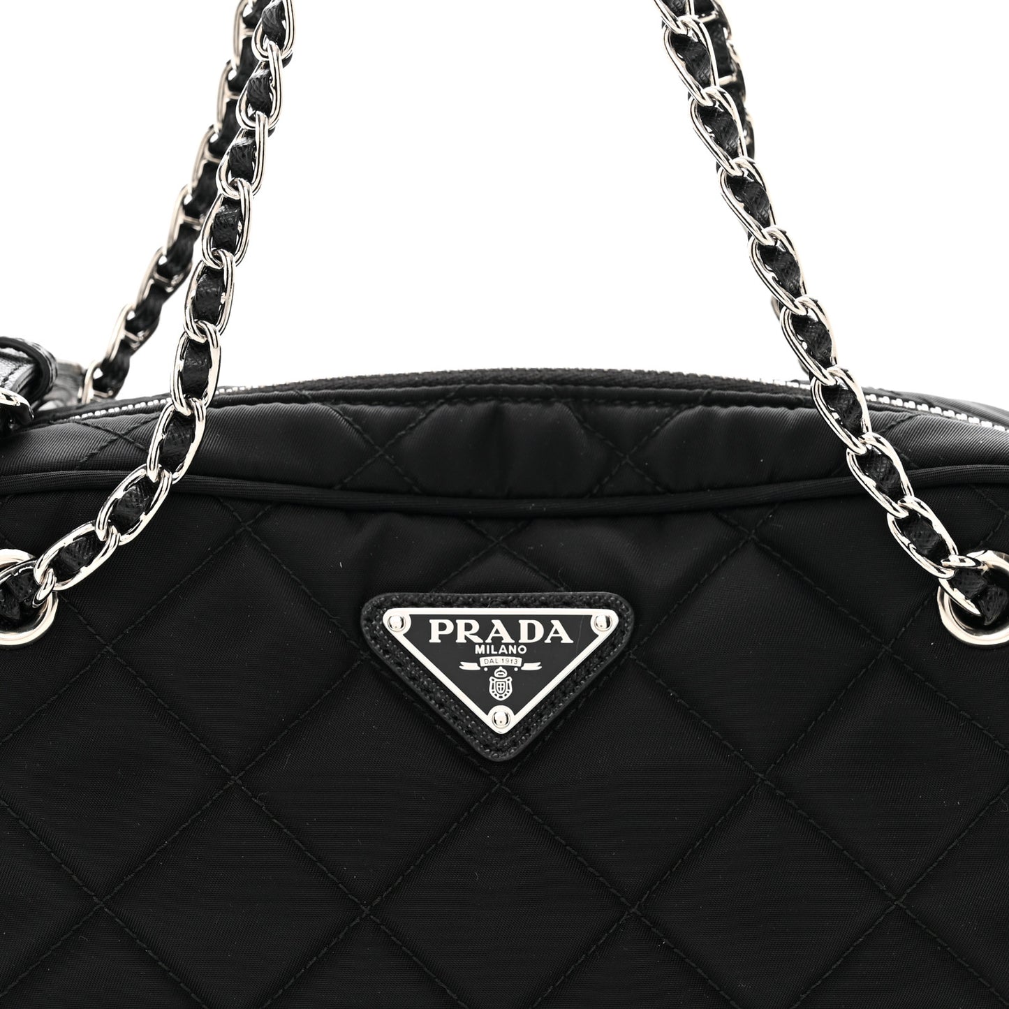 Nylon Tessuto Impuntu Quilted Bandoliera Crossbody Bag Black