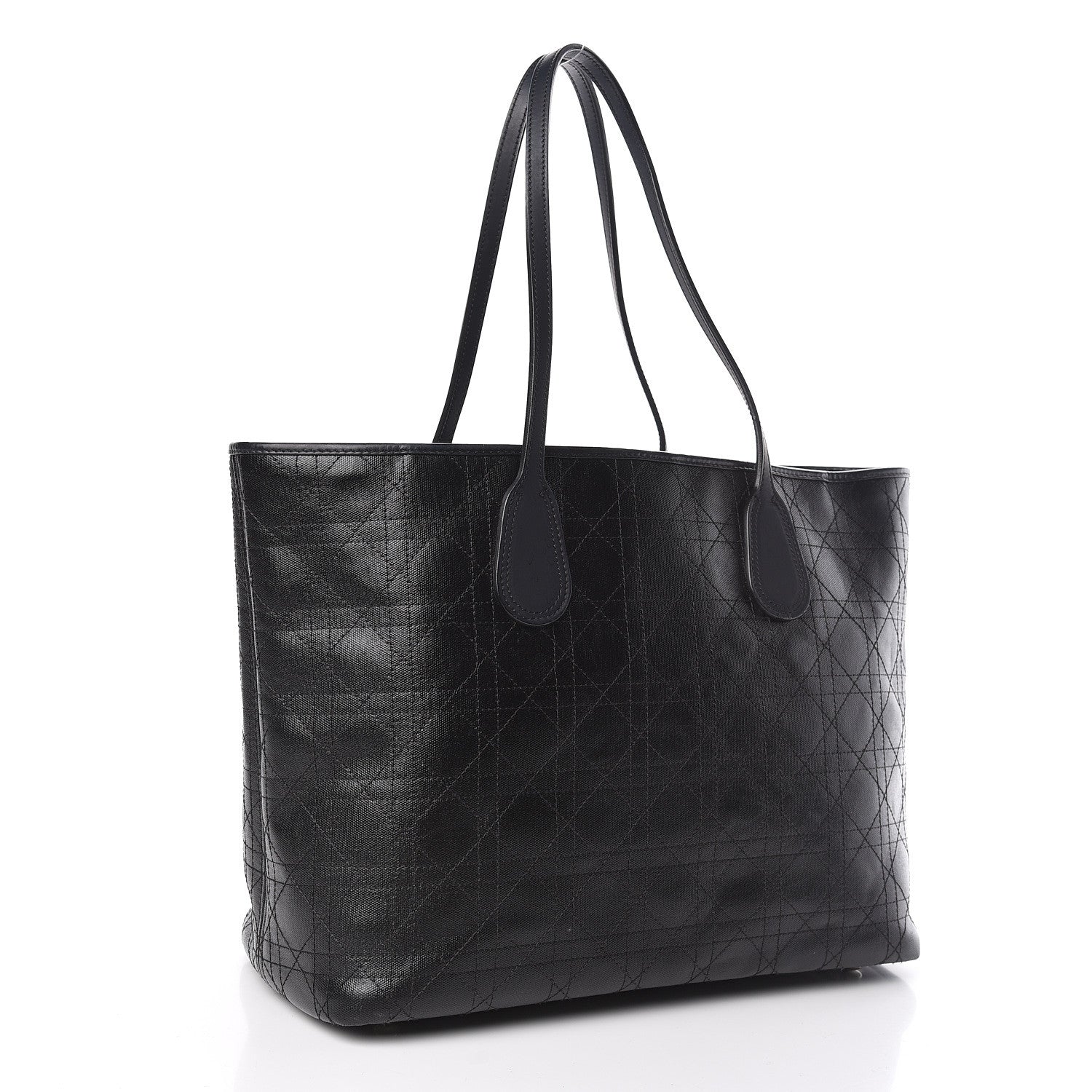 Christian Dior Coated Canvas Cannage Panarea Shopping Tote Black 3 of 13