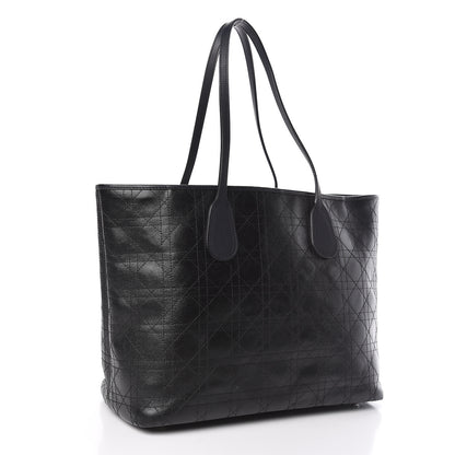Christian Dior Coated Canvas Cannage Panarea Shopping Tote Black 3 of 13