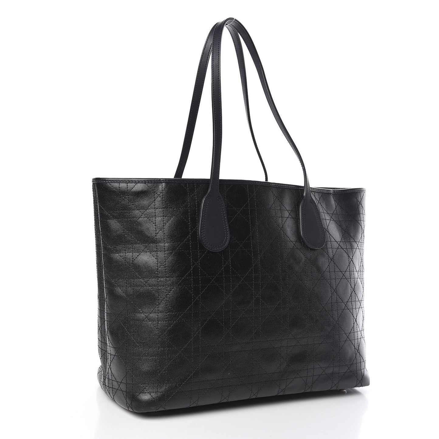 Coated Canvas Cannage Panarea Shopping Tote Black