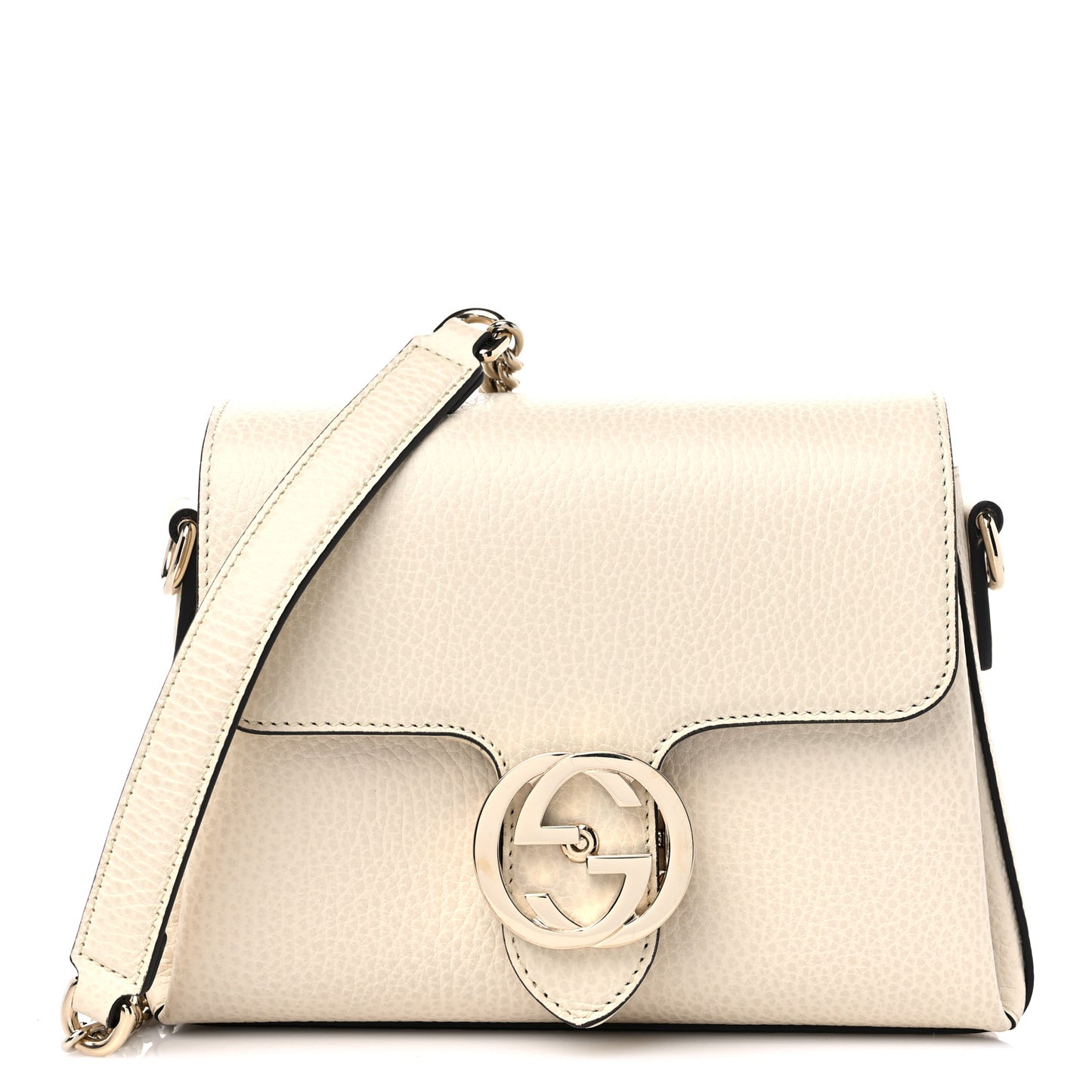 Dollar Calfskin Interlocking G Crossbody Bag Mystic White