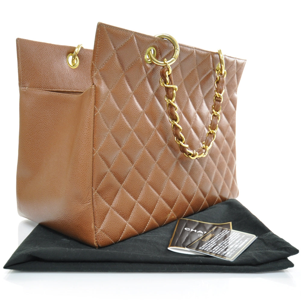 Caviar Quilted Timeless CC Tote Brown