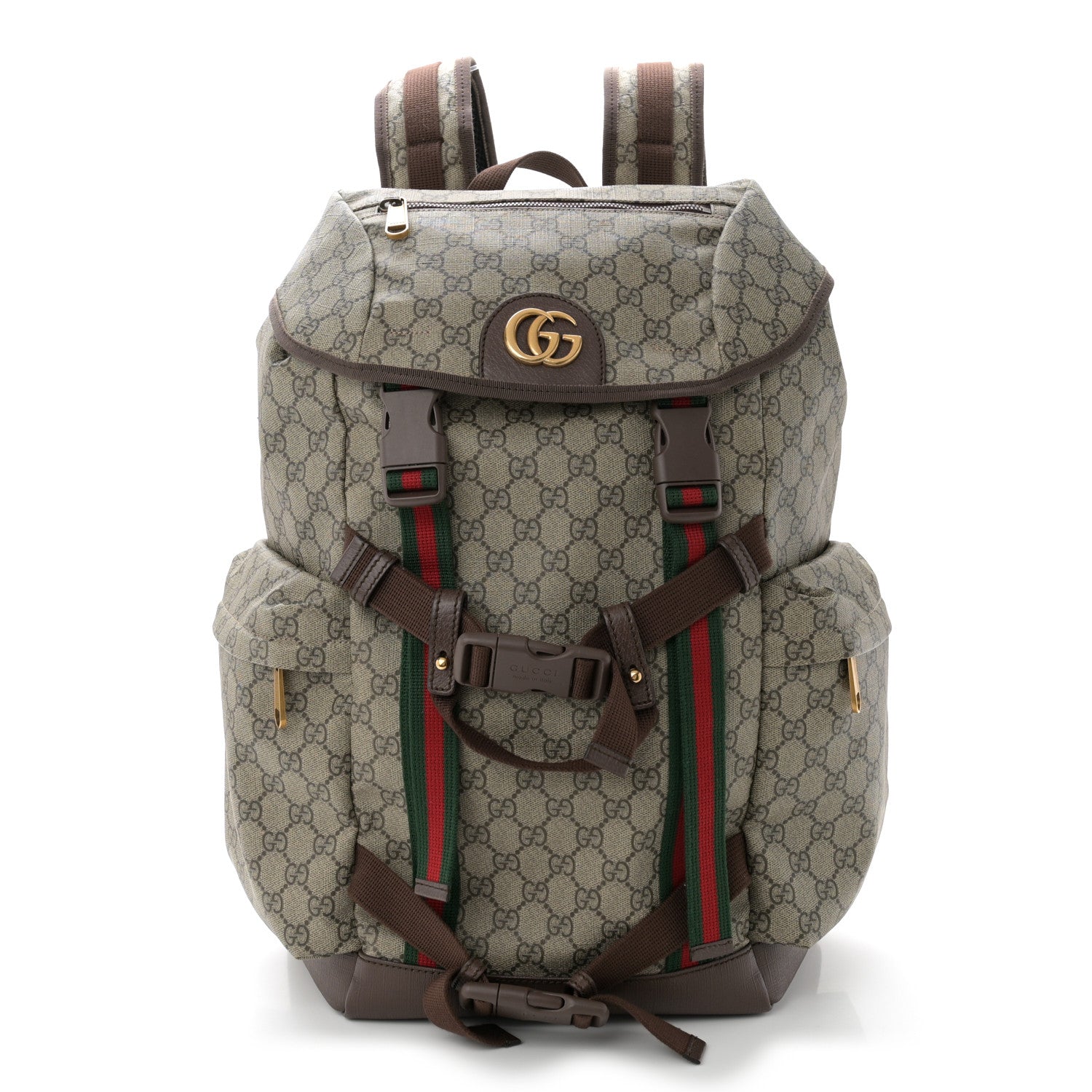Gucci GG Supreme Monogram Web Skateboard Backpack Brown 1 of 10