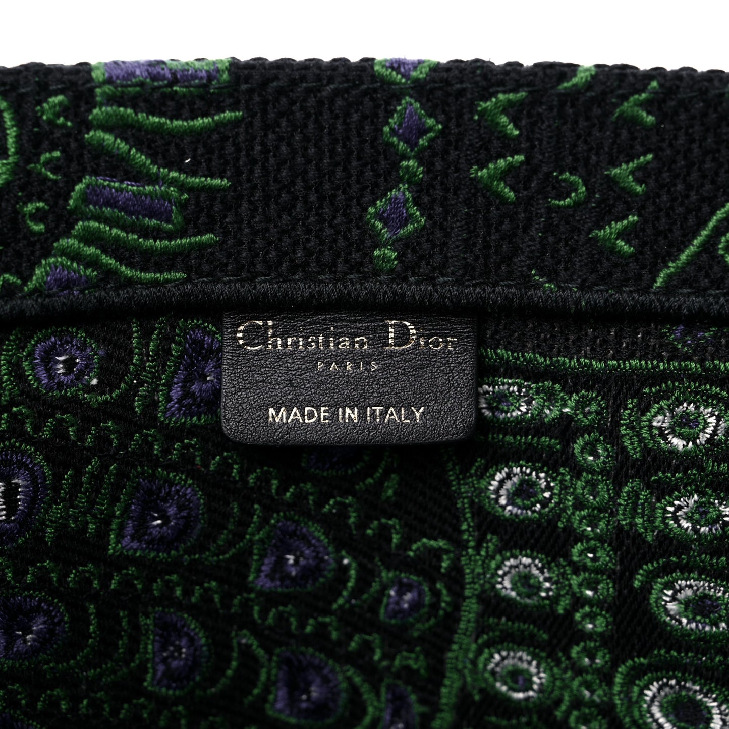 Canvas Embroidered Dior Animals Elephant Book Tote Green