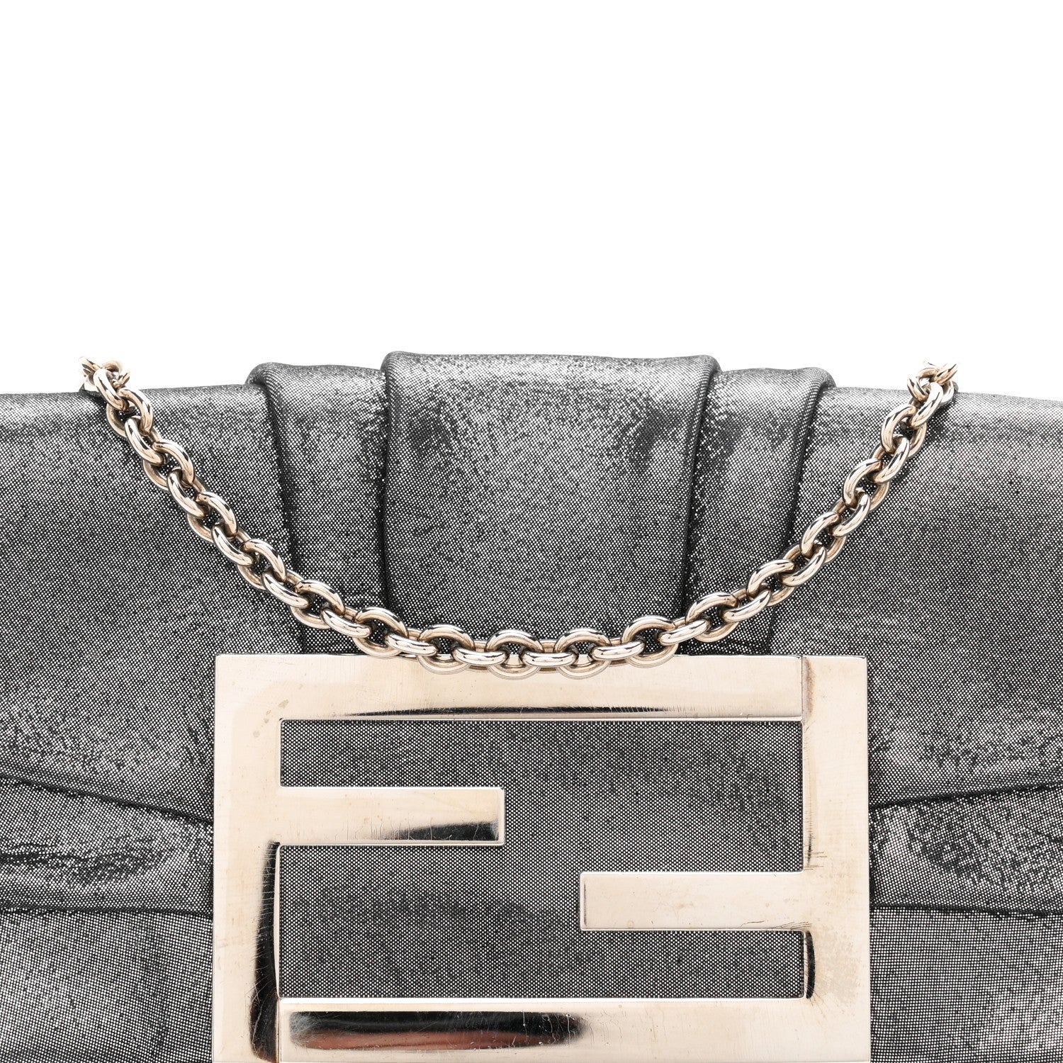 Fendi Metallic Calfskin Mia Pochette Silver 8 of 10