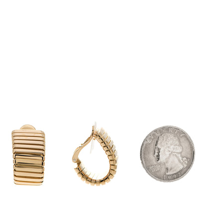 Bulgari 18K Yellow Gold Tubogas Clip On Earrings 2 of 4
