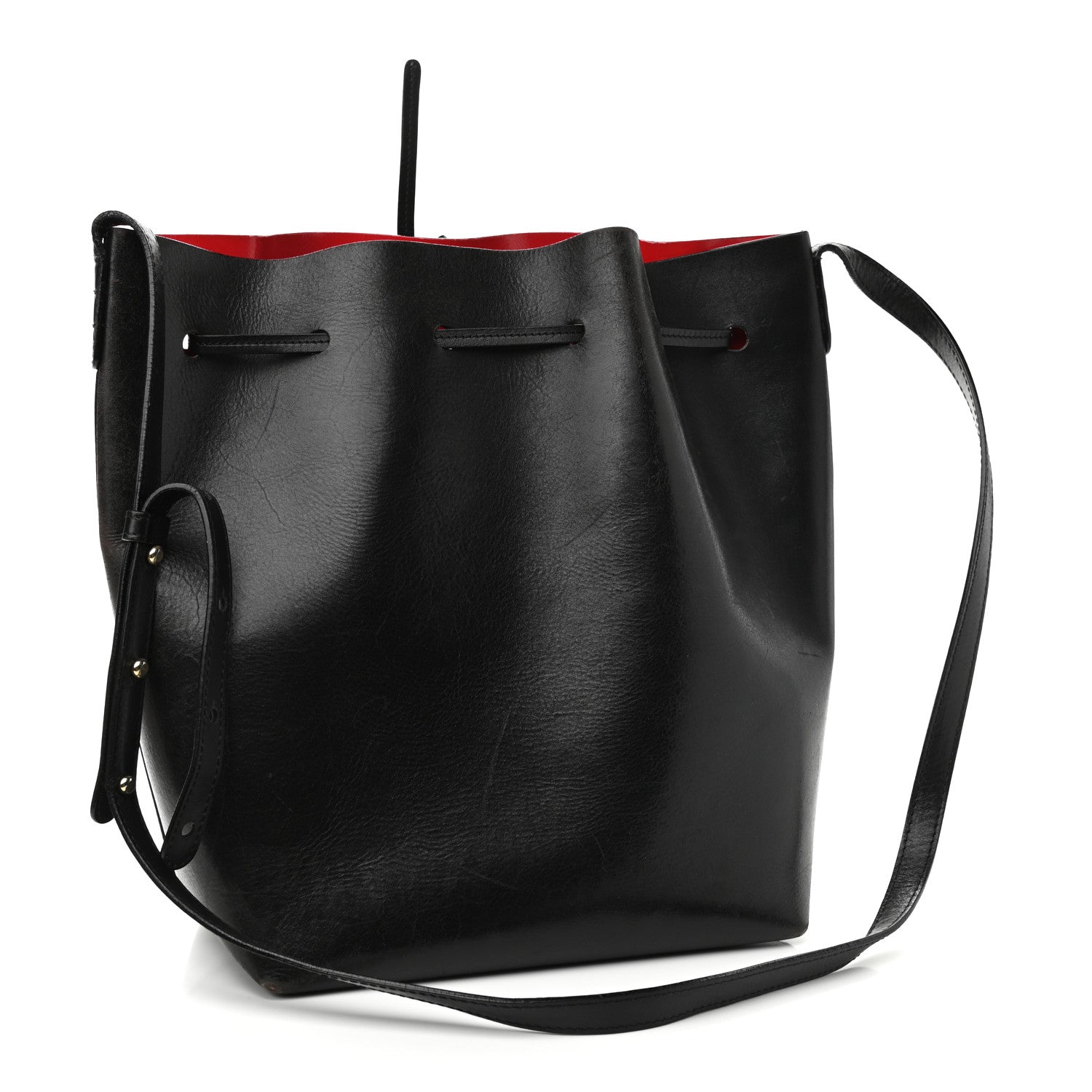 Mansur Gavriel Vegetable Tanned Calfskin Bucket Bag Black Flamma 3 of 17