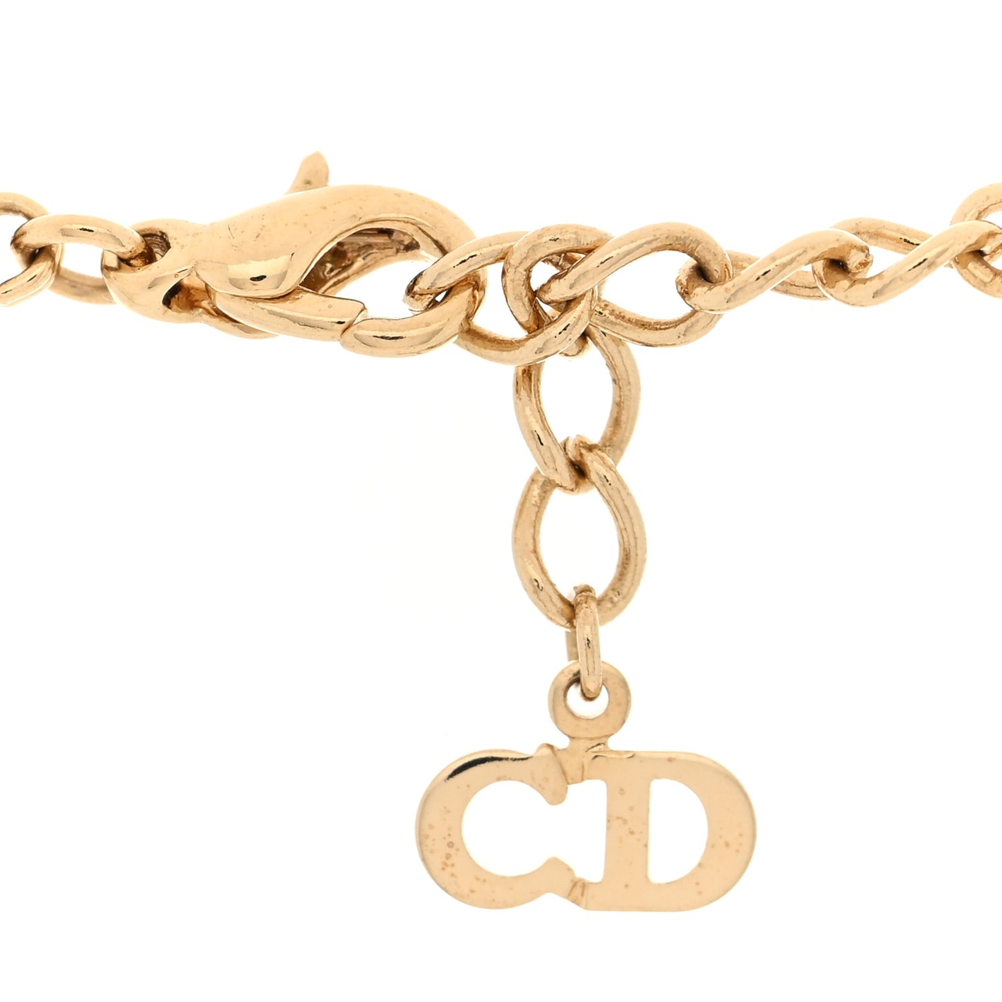 Crystal CD Chain Necklace Gold