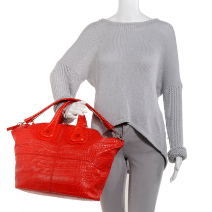Givenchy Calfskin Crocodile Embossed Large Nightingale Red 2 of 9