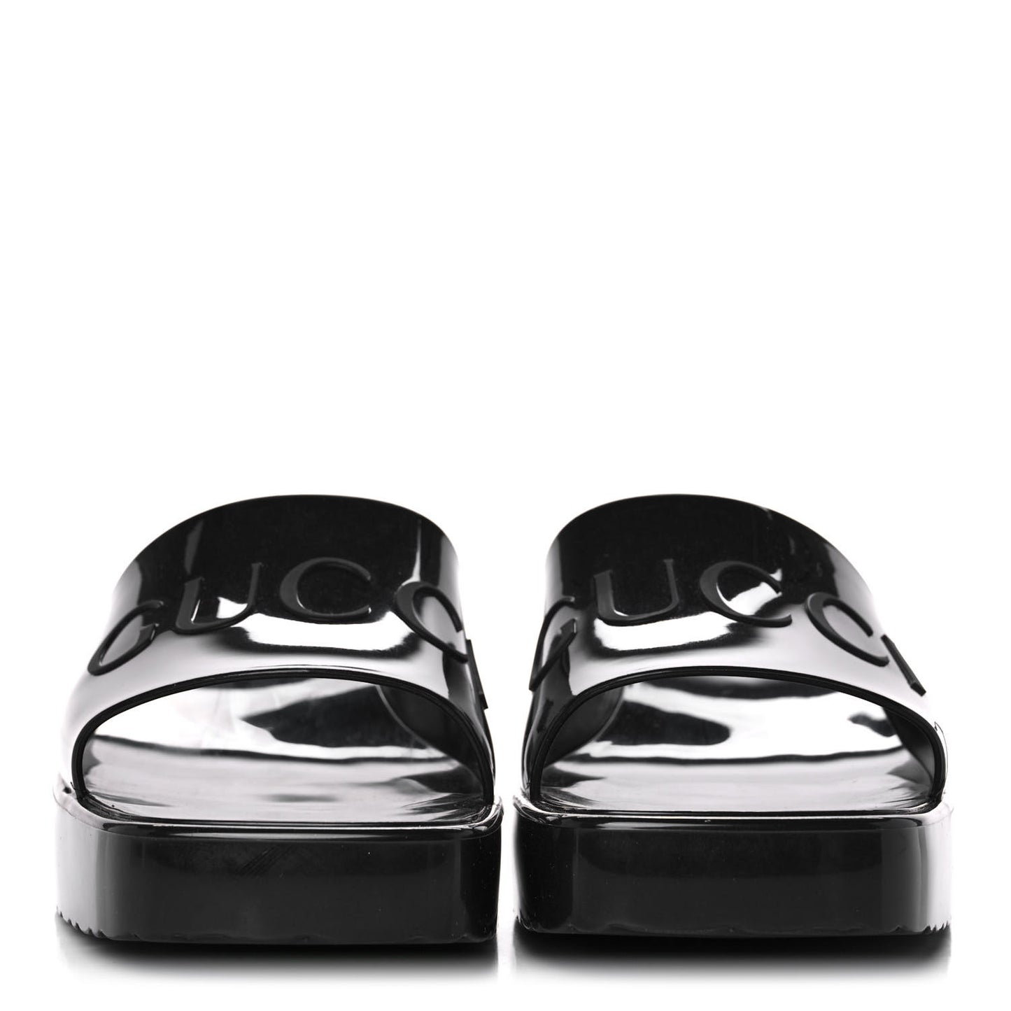 Rubber Gucci Logo Womens Platform 20/60mm Slide Sandals 37 Black