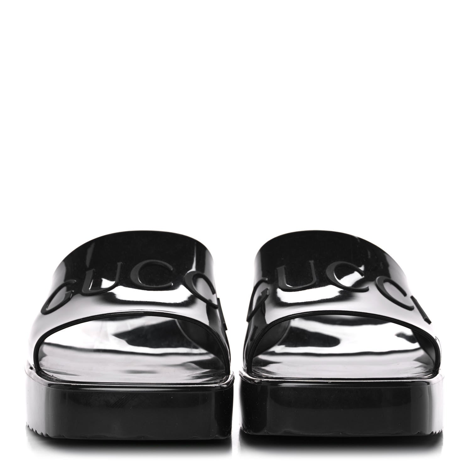 Gucci Rubber Gucci Logo Womens Platform 20/60mm Slide Sandals 37 Black 2 of 9