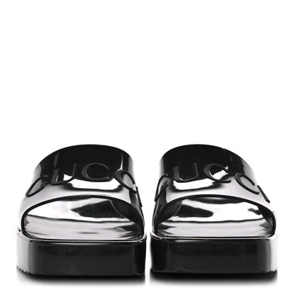 Gucci Rubber Gucci Logo Womens Platform 20/60mm Slide Sandals 37 Black 2 of 9