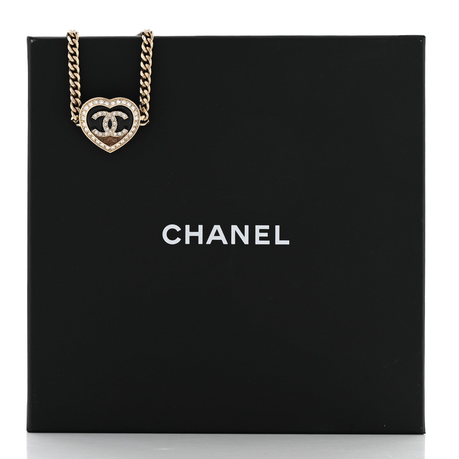 Chanel Resin Crystal Glitter CC Heart Choker Necklace Black Gold 6 of 6