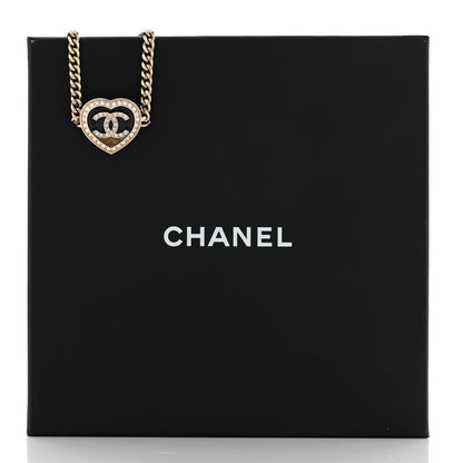 Chanel Resin Crystal Glitter CC Heart Choker Necklace Black Gold 6 of 6