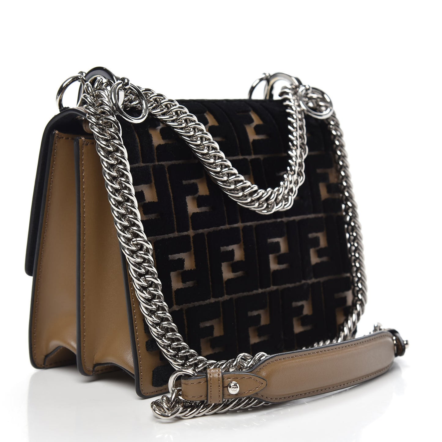 Calfskin FF Reloaded Small Kan I Shoulder Bag Maya Black