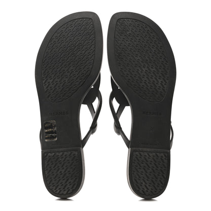 Hermes Rubber Womens Egerie Sandals 38 Black 6 of 10