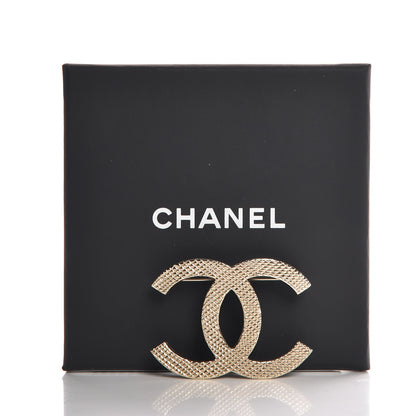 Chanel Metal Quilted CC Brooch Light Gold 6 of 6