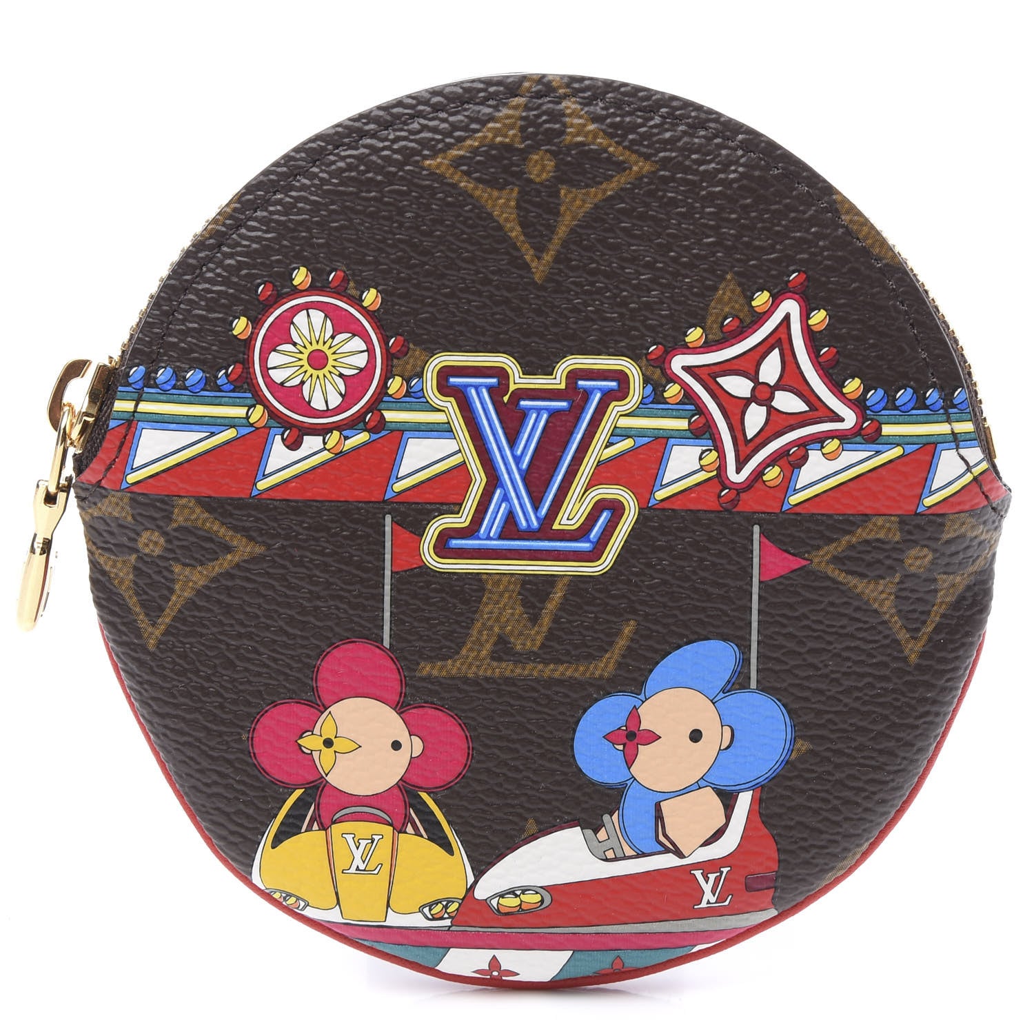 Louis Vuitton Monogram 2020 Christmas Animation Bumper Cars Round Coin Purse Coquelicot 6 of 9