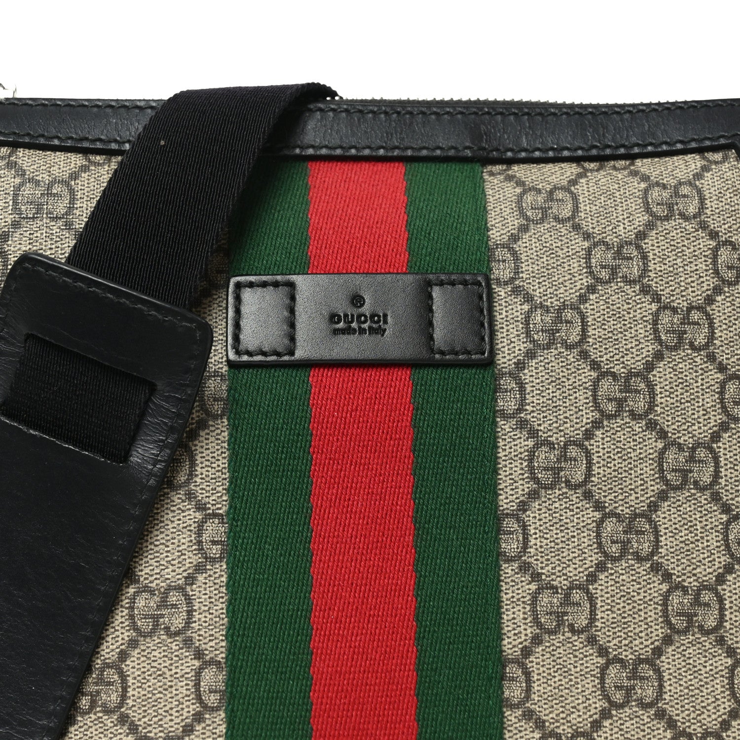 Gucci GG Supreme Monogram Web Messenger Bag Black 8 of 11