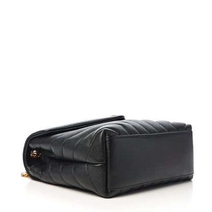 Saint Laurent Grain de Poudre Calfskin Y Quilted Monogram Small Loulou Chain Satchel Black 3 of 9