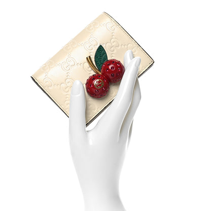 Gucci Guccissima Cherries Card Case Wallet White 2 of 13
