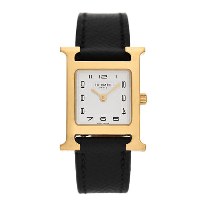 Hermes Stainless Steel Epsom 21mm Heure H Hour Quartz Watch Noir 1 of 6