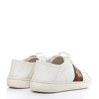 Gucci Calfskin Web Bee Embroidered Womens Ace Sneakers 38 White Green 4 of 17