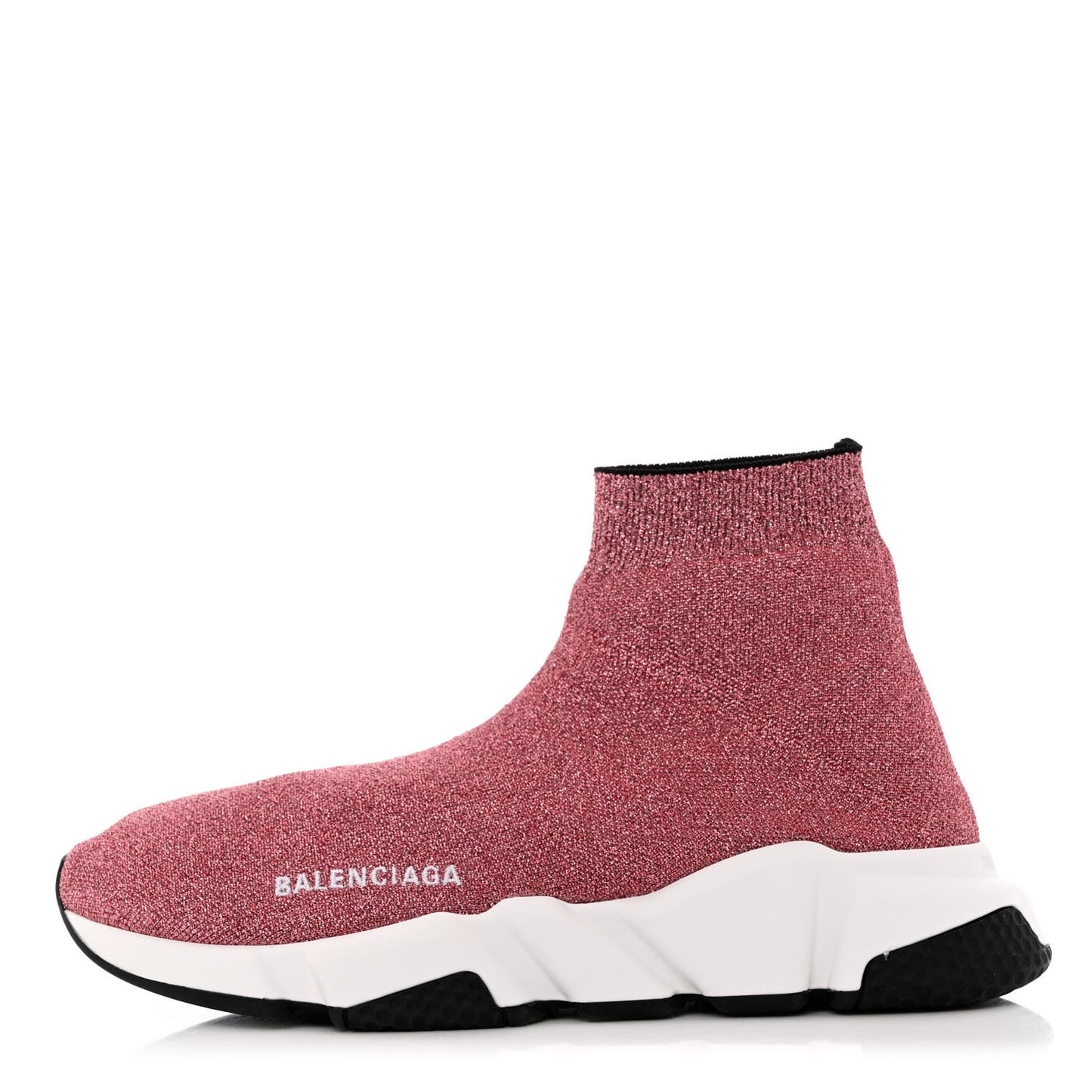 Laminated Knit Bi-Color Sole Womens Speed Sneakers 39 Pink White Black