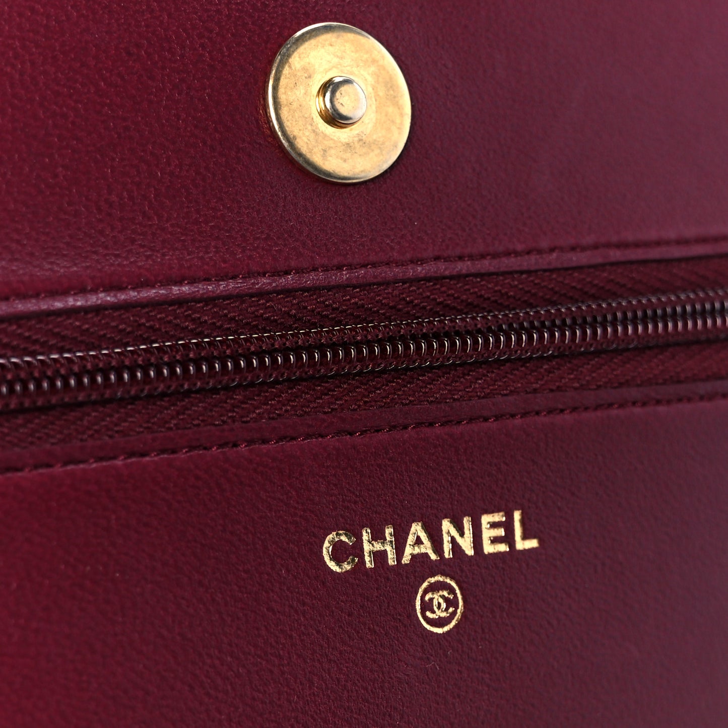 Lambskin Quilted Top Handle Wallet On Chain WOC  Burgundy