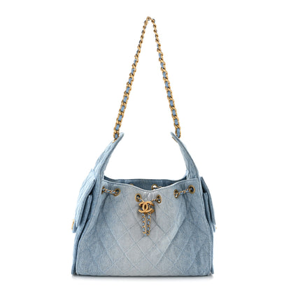Chanel Washed Denim Quilted Small Chanel 25 Handbag Blue 1 of 10