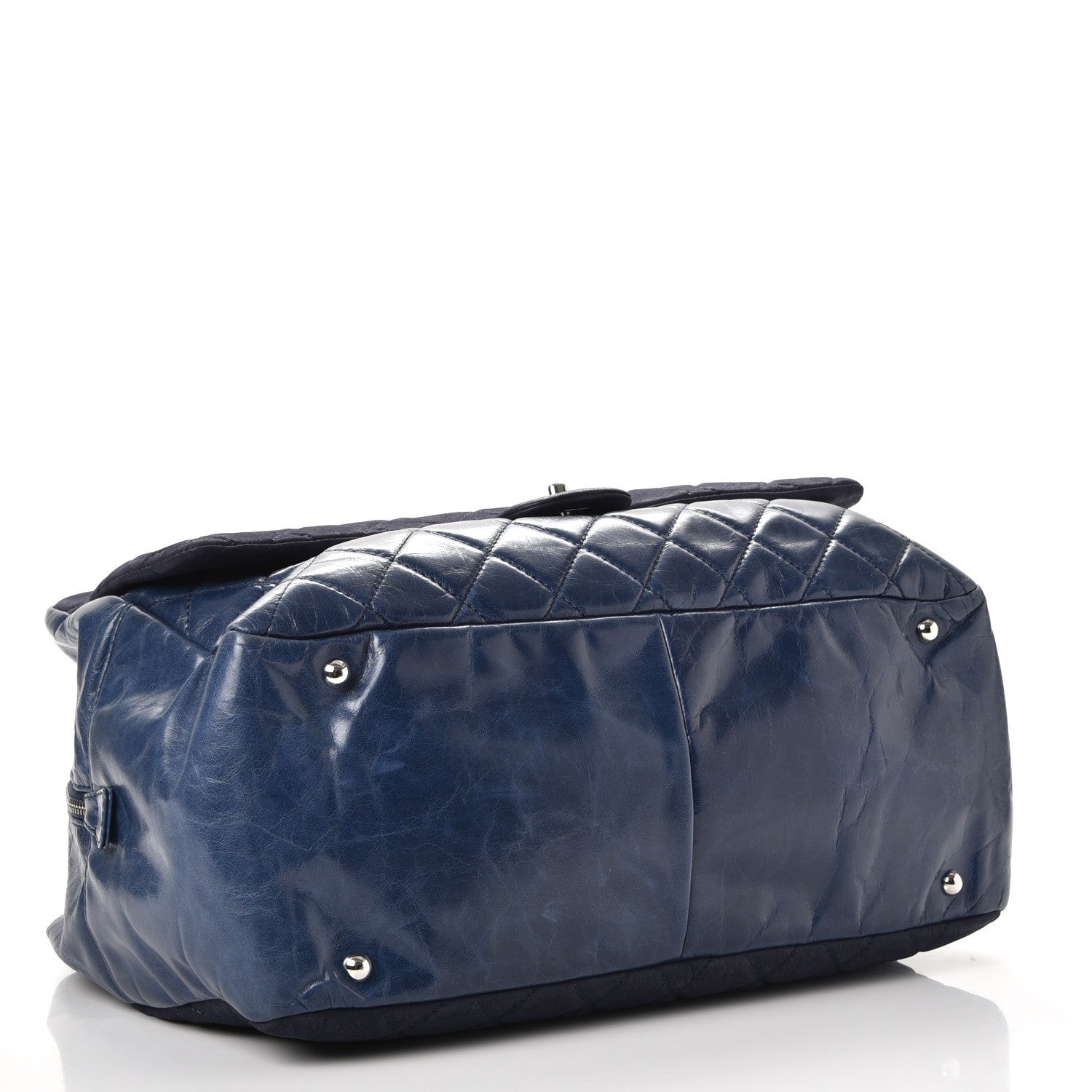 Chanel Glazed Calfskin Quilted Travel Flap Tote Blue 4 of 9