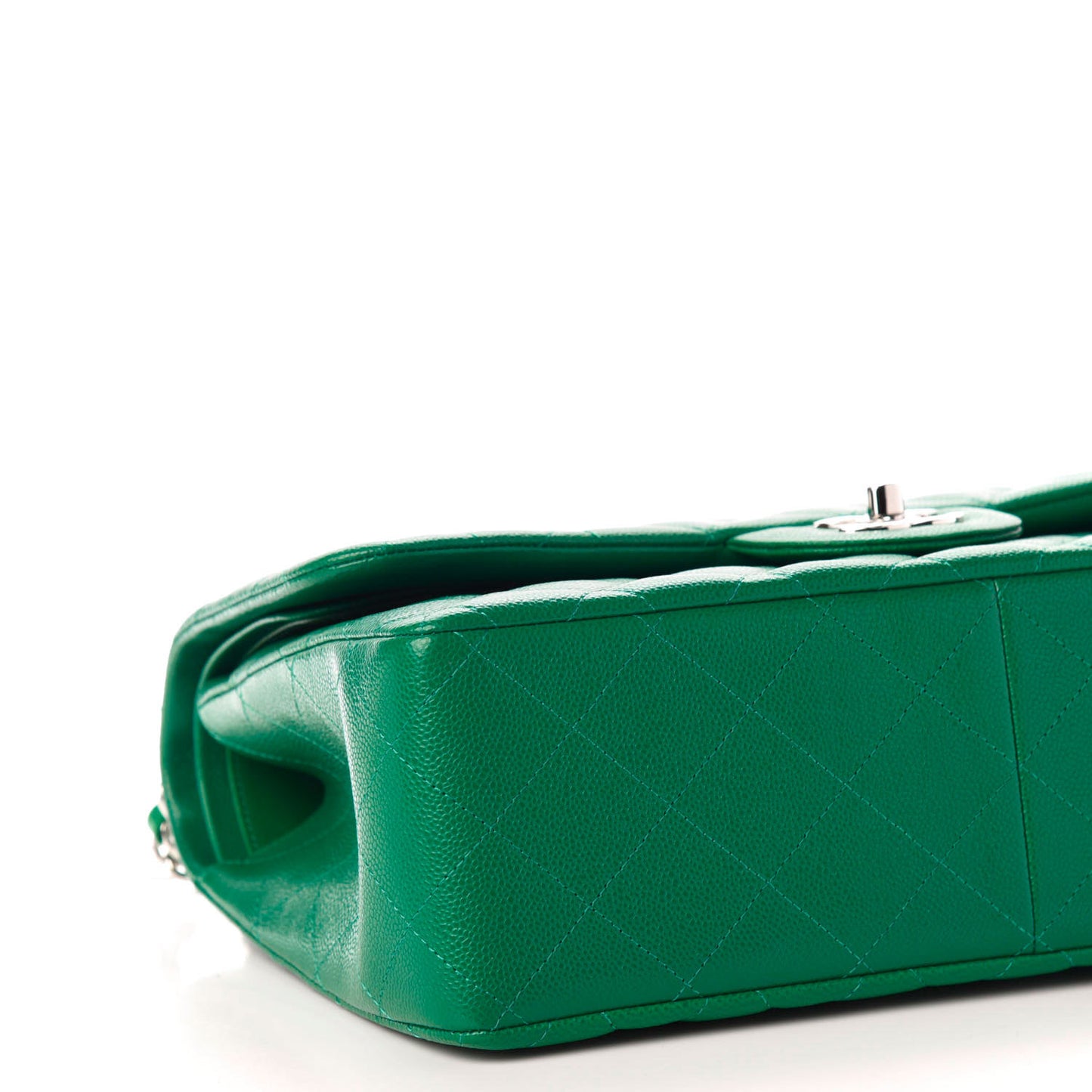 Caviar Quilted Jumbo Double Flap Green
