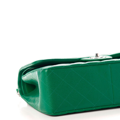 Chanel Caviar Quilted Jumbo Double Flap Green 6 of 10
