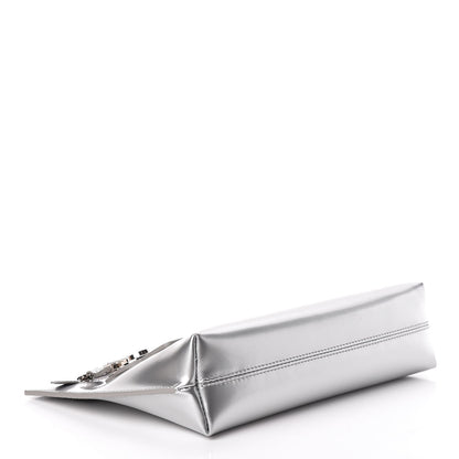 Burberry Metallic Trench Calfskin Medium Zip Lock Pouch Silver 4 of 11