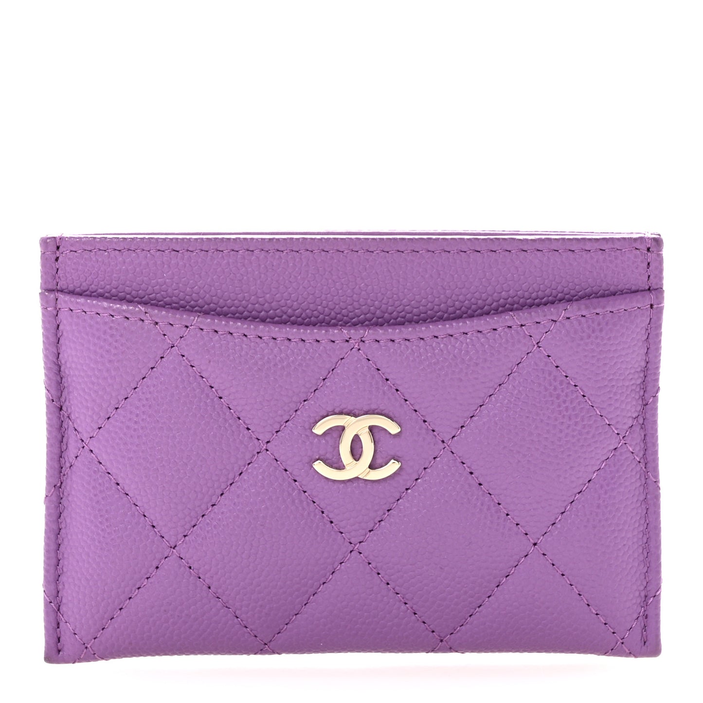 Caviar Quilted Card Holder Purple