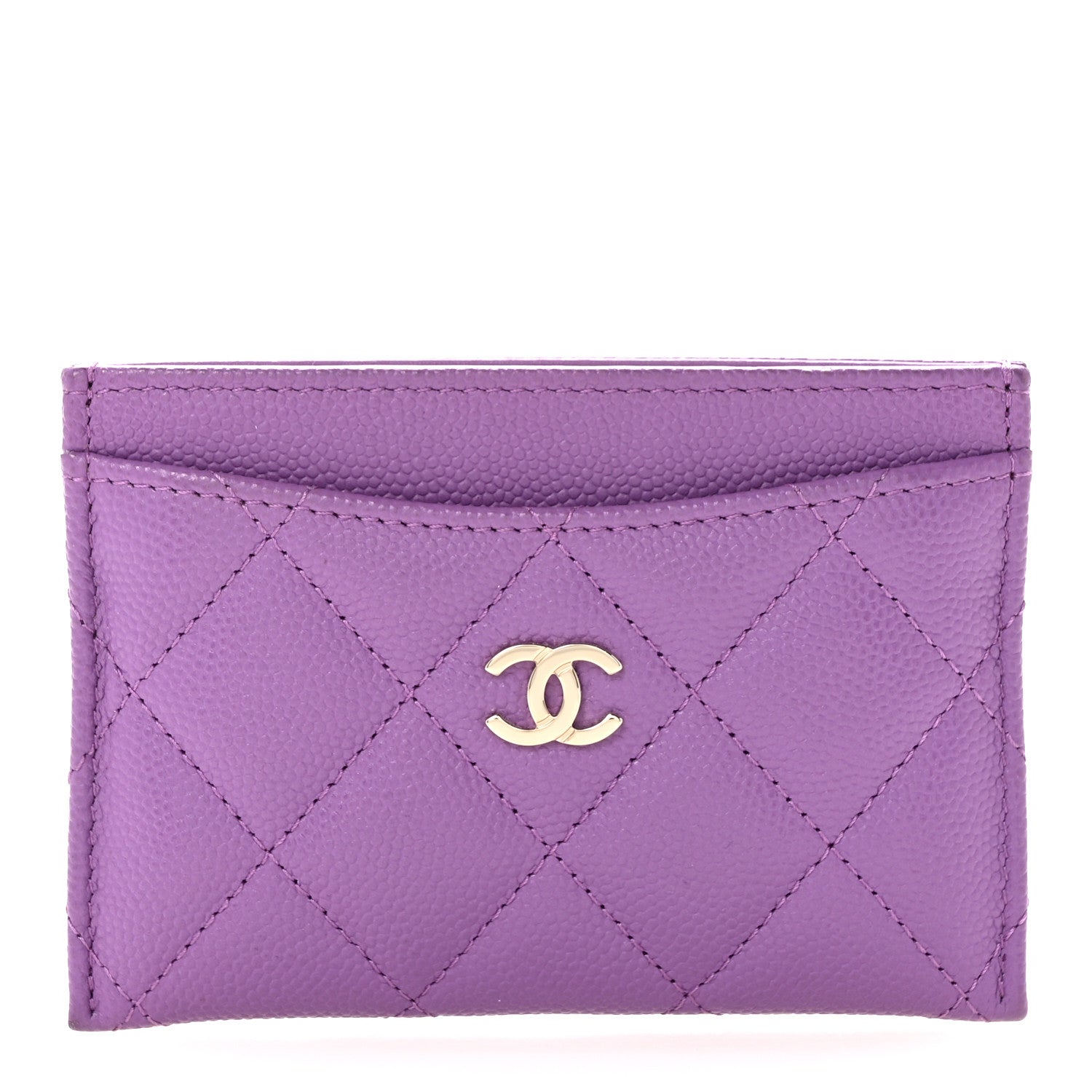 Chanel Caviar Quilted Card Holder Purple 1 of 10
